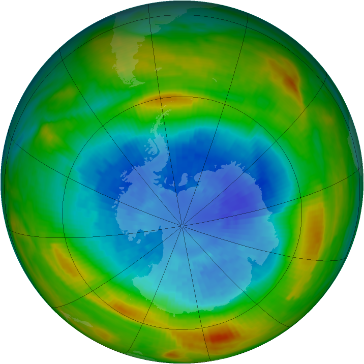 Antarctic ozone map for 16 September 1982